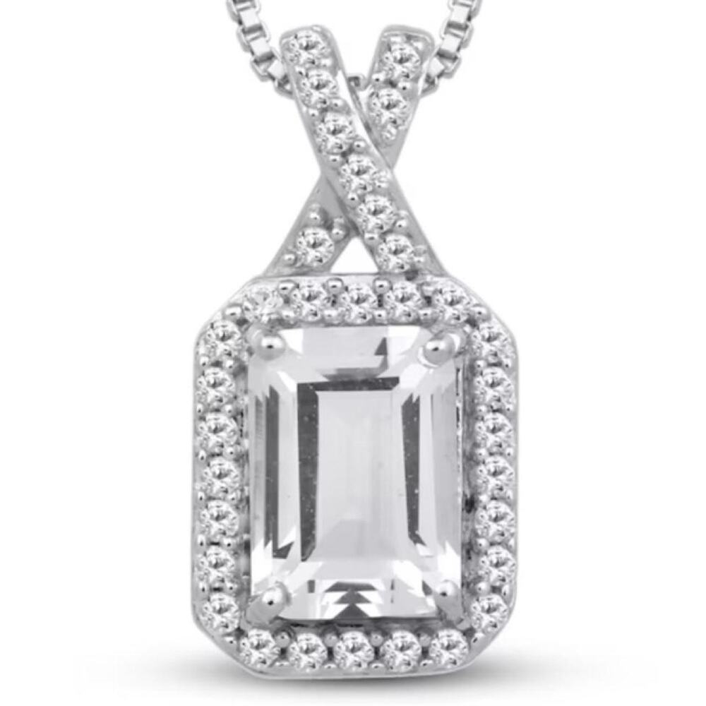 Kay Jewelers Lab-Created white Sapphire Necklace Sterling Silver 18"